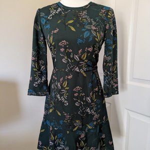 Banana Republic dark green floral dress, size 0